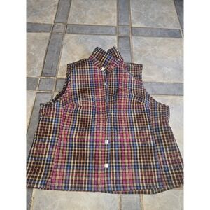 C J Banks Vest Plaid Quilted Multi Color Woman's 1x